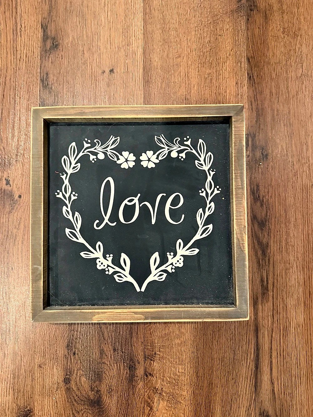 Love Floral Framed Wall Art, Black & Brown